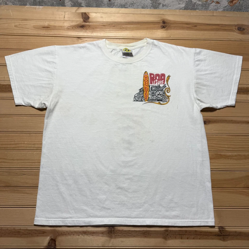 Camiseta gráfica vintage años 90 Moon Eyes Rod & Surf Woody Wagon Hot Rod para hombre - XL Foto 2 de 4
