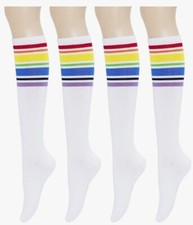 12 Pair Women Fashion Tube Colorful Rainbow Patterned Knee High Socks Stocking