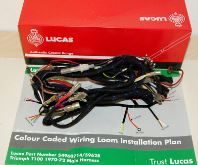 Yショップ C240H Kabelbaum Wiring Harness braided Triumph T100 1970-72