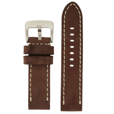 Watch Band Fits Panerai Thick Leather Brown Heavy Buckle Mens 22mm 24mm 26mm