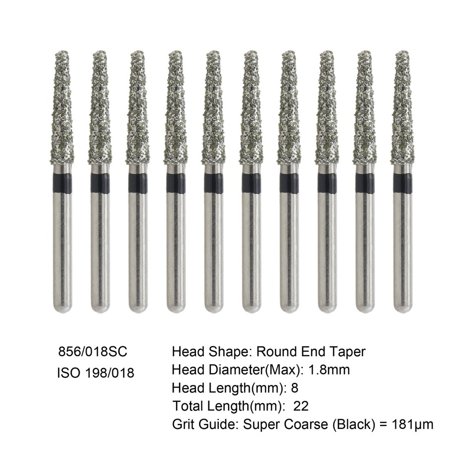 Dental Burs Diamond FG 856/018SC Round End Taper Super Coarse Grit High ...