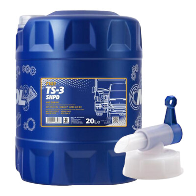 20L Mannol TS-3 SHPD Motoröl 10W-40 High Performance Diesel ÖL für LKW + Hahn