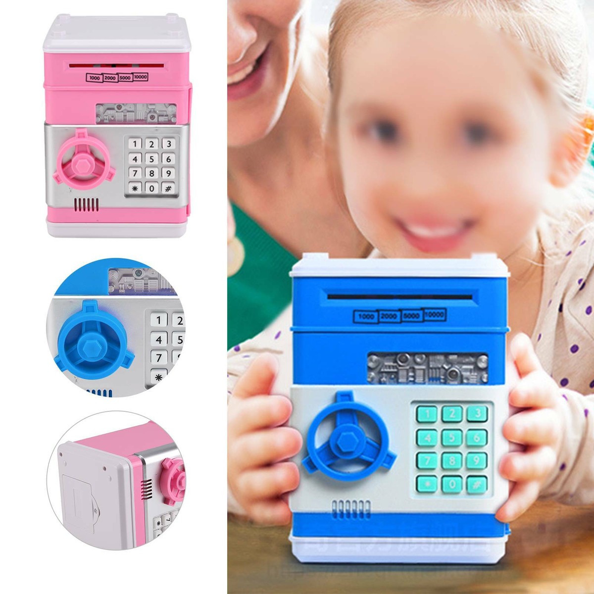 Piggy Bank Safe Money Box Bank Electronic Password Lock ATM Cash Coin Kids  Gift | eBay UK