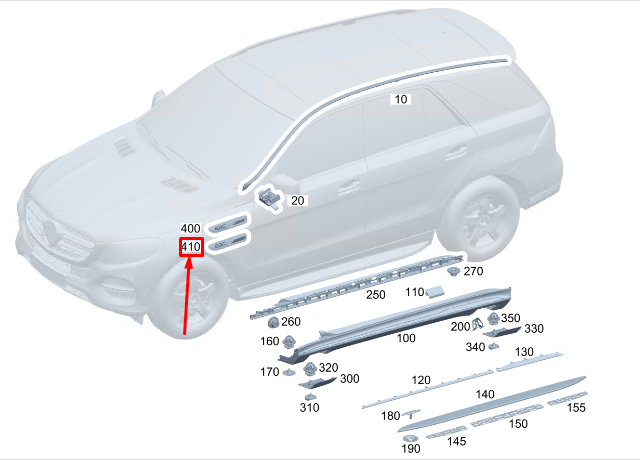 Neu MERCEDES-BENZ EQC Kotflügel vorne rechts, Symbolschild A2938170900 Original