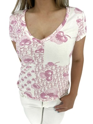 T-Shirt White Cotton Jersey with Dior Oblique Embroidered Patch | DIOR