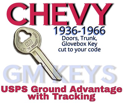 1936-1966 GM Chevy Chevrolet Doors Trunk GB Key Cut to Code 8751