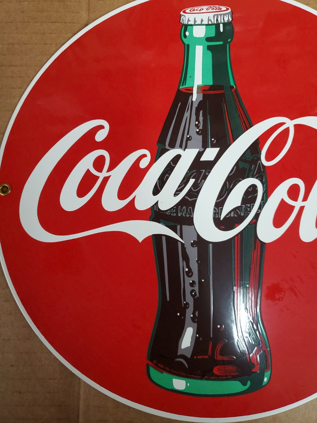 Cola Cola Porcelain Enamel Button Sign Bottle Ande Rooney D