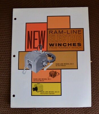 VTG 1966 Ramsey Winch Brochure Ram-Line DC-1 AC-1 DC-C1 Jeep Winches