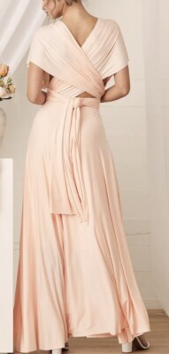 open lace back dress Blush bridesmaids dress #1033 main image 0