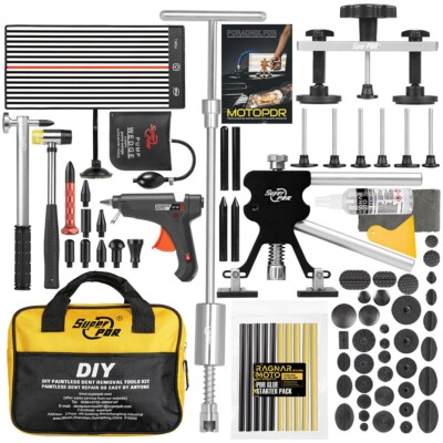 Ausbeulwerkzeug-Set, große Ausbeulset Super PDR, Dellenlifter, Gelb-schwarz