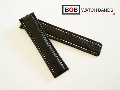 BOB CARBON 22-20 mm ECHTLEDERUHRBAND Kompatibel nur mit Breitlingfaltschließe