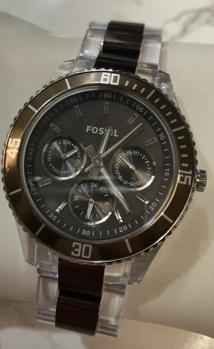 Fossil ES2801 Brown & Clear Dial Watch Fossil Stella Brown Clear Dial Watch ES2801 Quartz Unique  main image 2