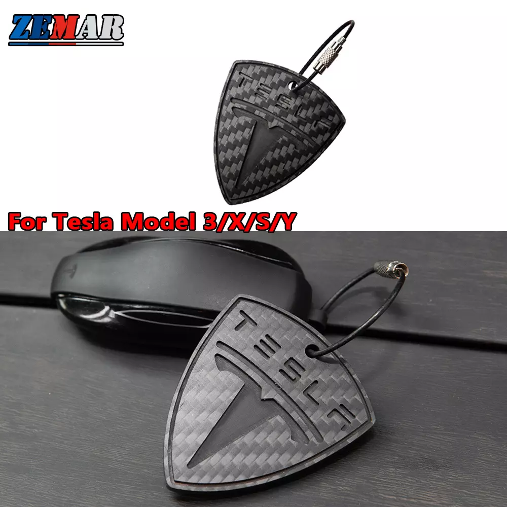 Carbon Fiber Car Sculpture Key Fob Keychain for Tesla Model 3 S X Y  Accessories