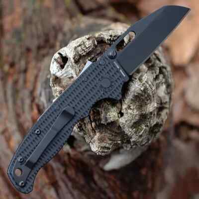 DEMAD205F22B Demko AD20.5 Shark Lock Black AUS-10A Blade Black Grivory Handle Cl