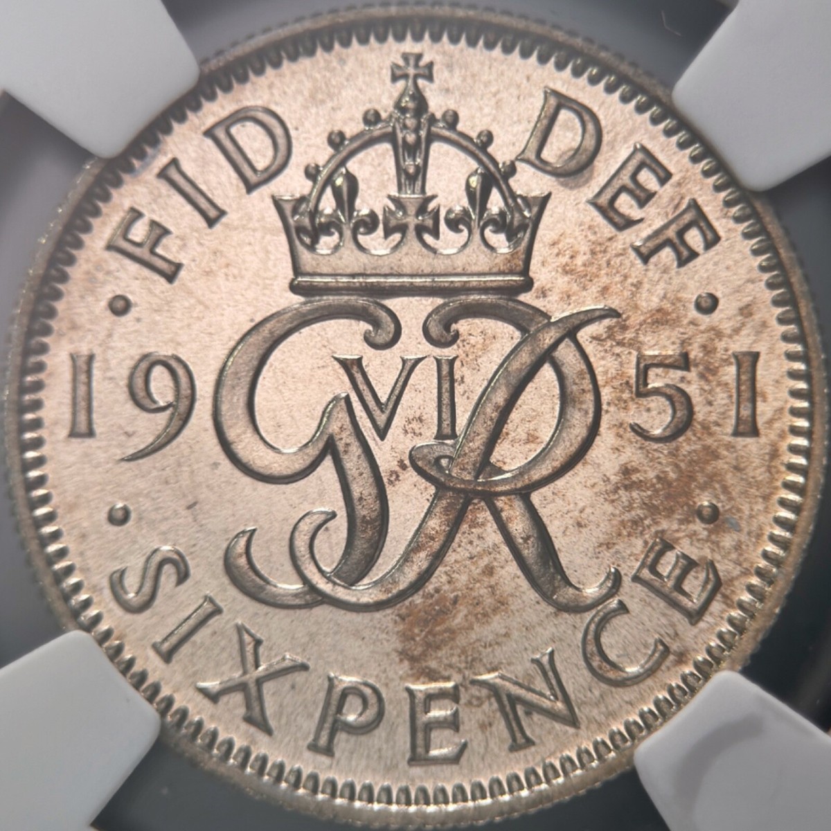 GREAT BRITAIN. 1951, 6 Pence - NGC PF65 - KGVI, Crowned Monogram