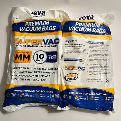 VEVA 10 Pack Premium Vacuum Filter Bags Type MM Lot of 2 NEW