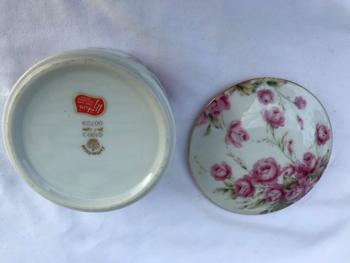 VINTAGE LEFTON ROSE CHINTZ TRINKET RING BOX #0729 & TRAY #0926 - Picture 6 of 9