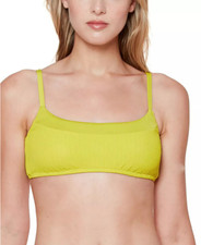 Sanctuary Sandbar Solids Seamed Bralette Bikini Top Green Yellow Small New