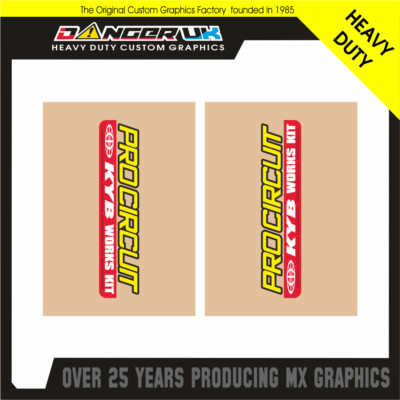MOTOCROSS MX OBERE GABEL GRAFIK AUFKLEBER STICKER KLAR PRO CIRCUIT KYB WORKS KIT