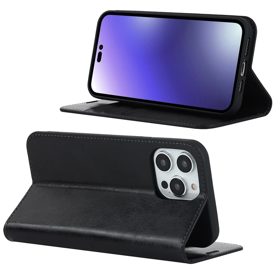 For Google Pixel 9 Pro XL 9 8 7 6 Pro 9a 8a 7a Genuine Leather Stand Wallet Case - Image 4 of 4