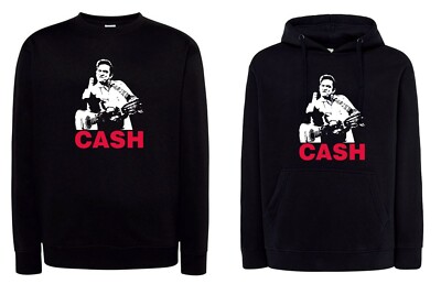 Johnny Cash Sweatshirt schwarz mit Kapuze oder Rollkragen Rock 'n Roll Country Sänger