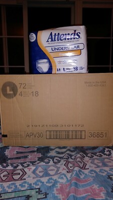 72 ct Brand New Attends Protective pull-up Disposable Underwear, Case of 72 cts