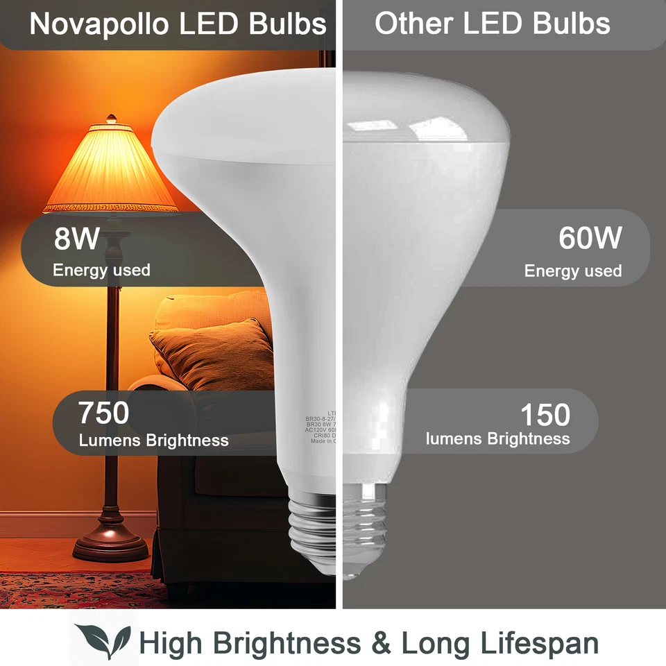 6 PACK Dimmable BR30 LED Recessed Light Bulbs 2700K Soft White 65W Equivalent - Image 3 of 4