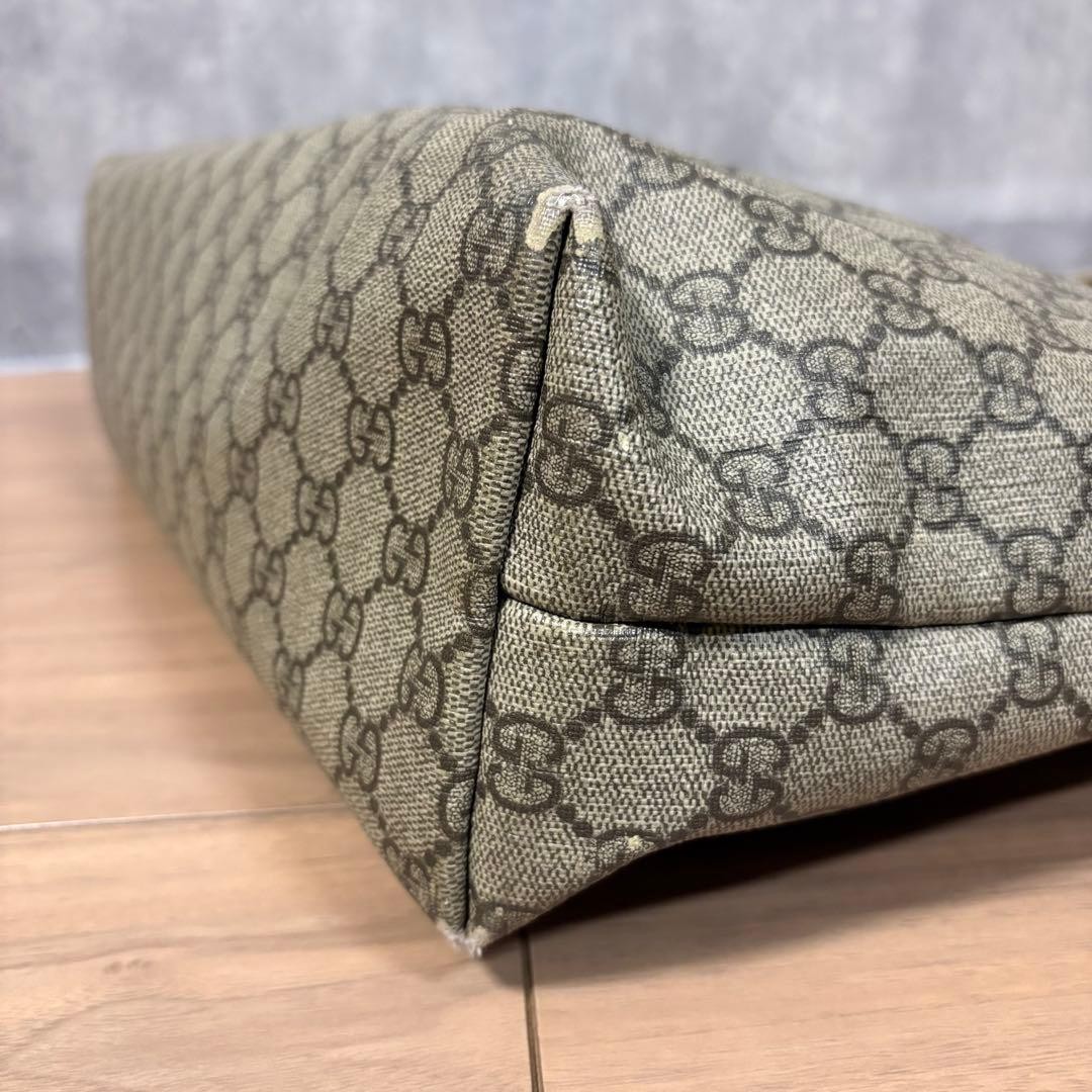 GUCCI GG Supreme Canvas Tote Bag Brown Sherry Stripe Unisex Authentic thumbnail 9