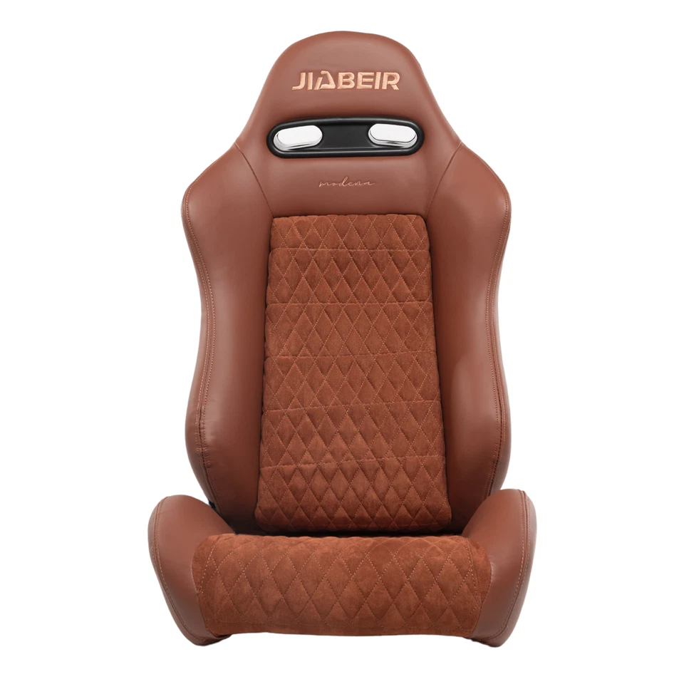 For Porsche Pair Reclinable Racing Seats w/ Adjustable Slider Brown PVC Leather - Image 4 of 4