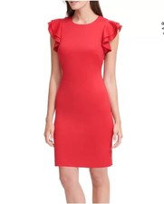 Tommy Hilfiger Size 10 Women's Scuba Sheath Dress with Flutter Sleeves