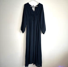 Wishlist Apparel Maxi Dress Women's Small/Medium Navy Blue Long Sleeve V-Neck