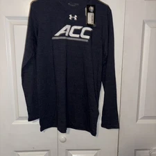 Under Armour Long Sleeve Shirt Small Navy Blue ACC Logo Loose Fit NWT