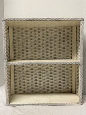 Vintage White Wicker Display Shelf Cabinet Hanging Wall Tabletop Bath Nursery 17