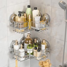 Corner-adaptive Suction Cup Shower Caddy 2 Pack, Stainless Steel Rustproof Co...