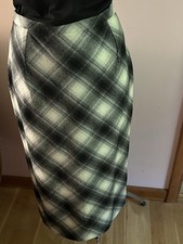 CELINE Black And white Check Skirt 42 Straight Pencil MIDI Designer Plaid