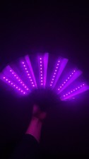 Folding LED HAND FAN BATTERIES INLCUDED Light Night Show Rave glow in the dark