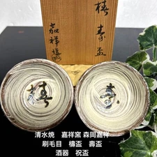 Japanese Matcha Tea Bowl, Kyo Ware Kiyomizu Kasho kiln Morioka Hakeme cup Jusaka