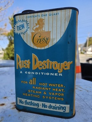 CREST RUST DESTROYER 1 US Quart VINTAGE EMPTY METAL CAN