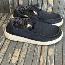 Hey Dude Wendy Stretch Canvas Navy Women  s US 5 Casual Slip On Shoes
