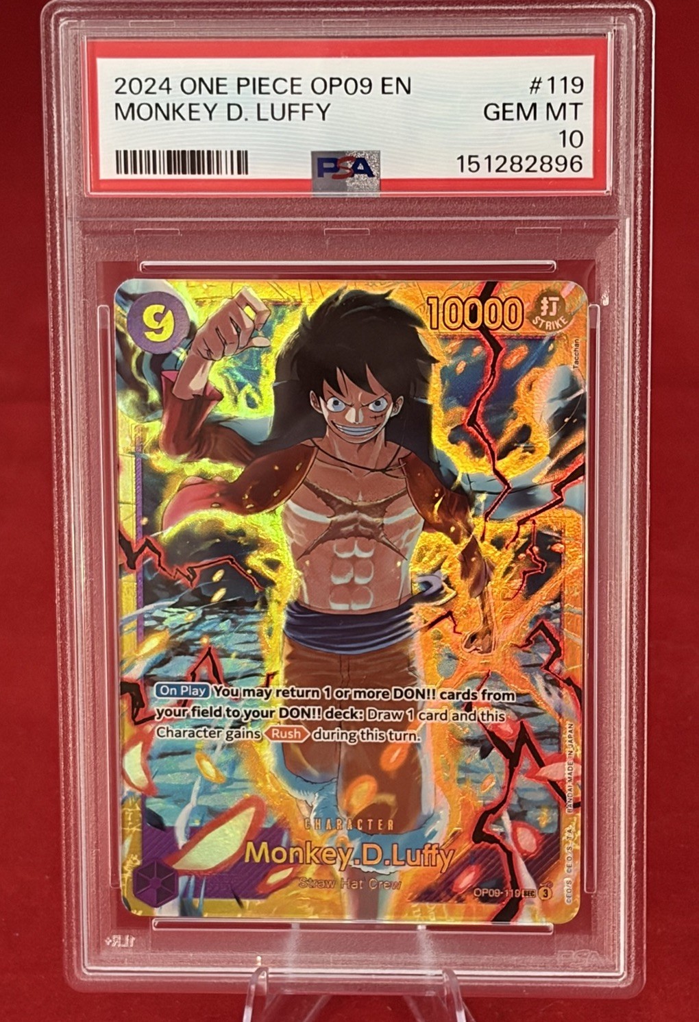 Monkey.D.Luffy (119) One Piece OP09-119 Emperors in the New World Foil PSA 10 view 3
