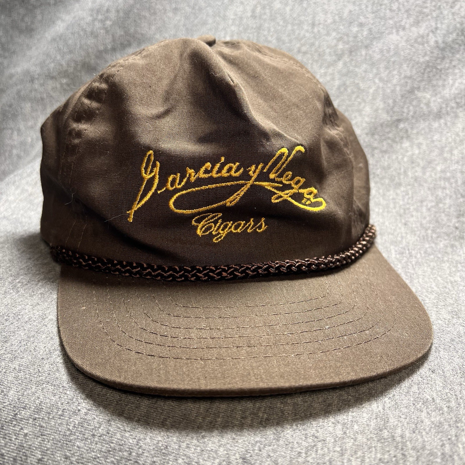 Vintage 70s Garcia y Vega Cigars Strapback Hat Brown Tobacco USA
