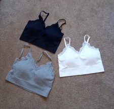 3 x Bralette/Crop tops * Lightly padded, Rib and lace * size 10 * BNWOT *