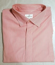 CHRIS DESPOS Bespoke Custom cotton red pin stripe dress shirt XL monogram JR