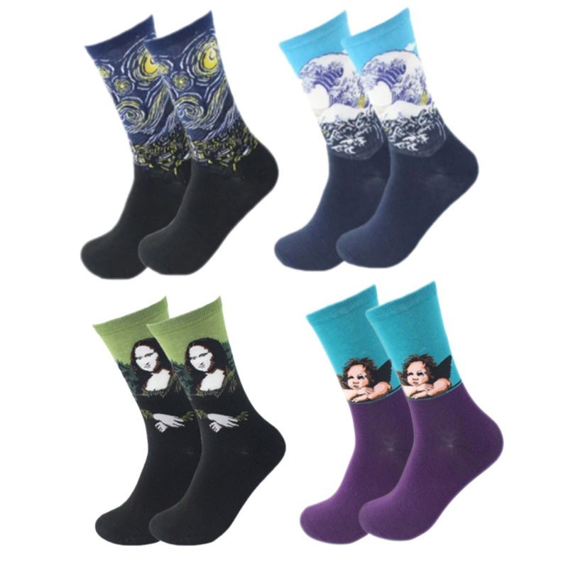 Famoso arte de pintura impreso divertidos calcetines casuales algodón fresco ...