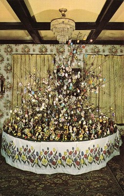Easter Tree Ornaments Egg Figurines Miniatures Religious Vtg Postcard J3