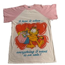 Vintage 1978 Garfield pink and white t-shirt Jim Davis Everything I Want Sale