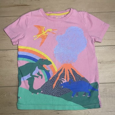 Mini Boden Kids Pink Dinosaur T-Rex Pterodactyl Triceratops Tee Shirt 8-9
