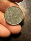 1941 WWII Occupied Belgium Zinc 1 Franc Brussels Mint Coin F — photo 2
