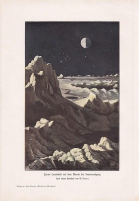 1900 ERDE vom Mond Druck - Erdaufgang - Astronomie Kunst - 7,75 x 11,2 cm