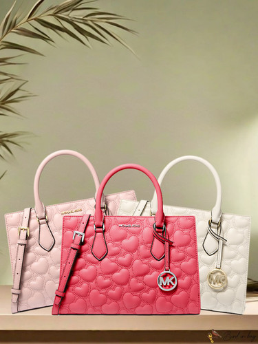 Michael Kors Sheila Women Medium Heart Embroidered Satchel Purse Bag Handfbag MK